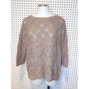 360Cashmere | Diamond Pointelle Knit Sweater, Soft Cashmere & Wool Blend 27506 L